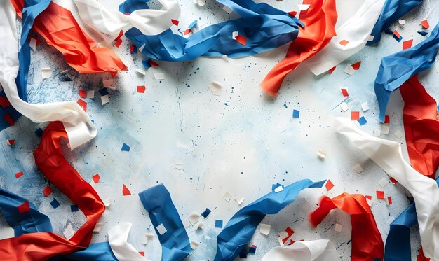 Photo happy bastille day french national day poster hand with the flag of france ai generated