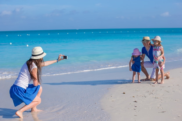 Happy beautiful family on caribbean holiday vacation