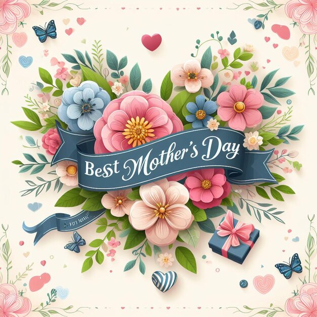 Happy BEST Mothers Day Calligraphy Background