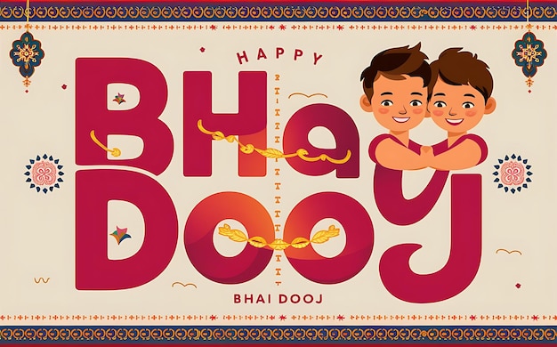 Photo happy bhai dooj day flat illustration indian festival celebration