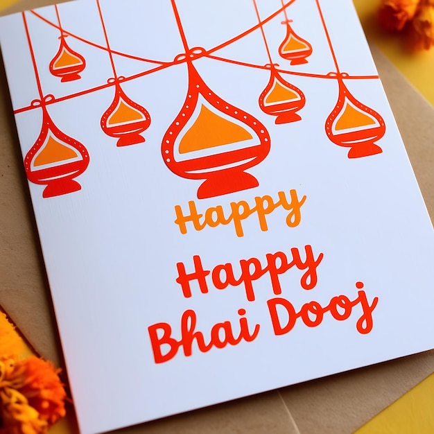 Photo happy bhai dooj indian festival brother and sister card design