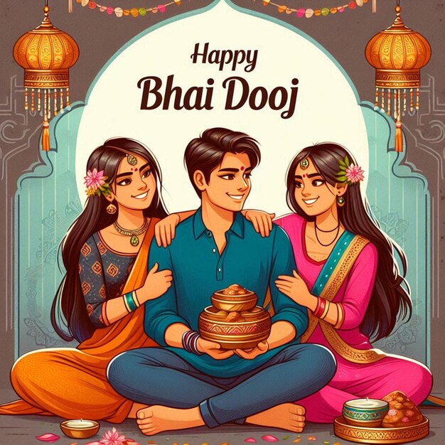 Photo happy bhai dooj indian festival celebration background