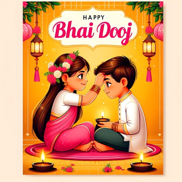 Photo happy bhai dooj social media feed template indian festival bhai dooj greeting card poster template