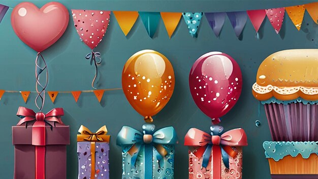 Photo happy birth day templates with balloon birth day banner happy birth day images birth day pictures