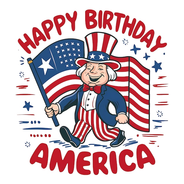 Photo happy birthday america america flag tshirt typography design