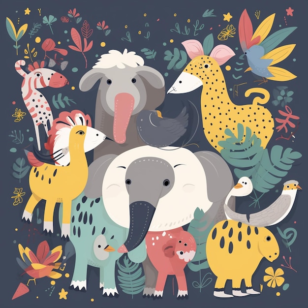 Happy birthday background with animals 5