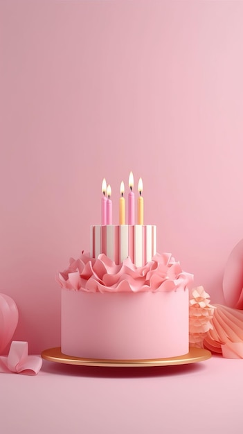 Happy Birthday Background with Cake Illustration AI GenerativexA