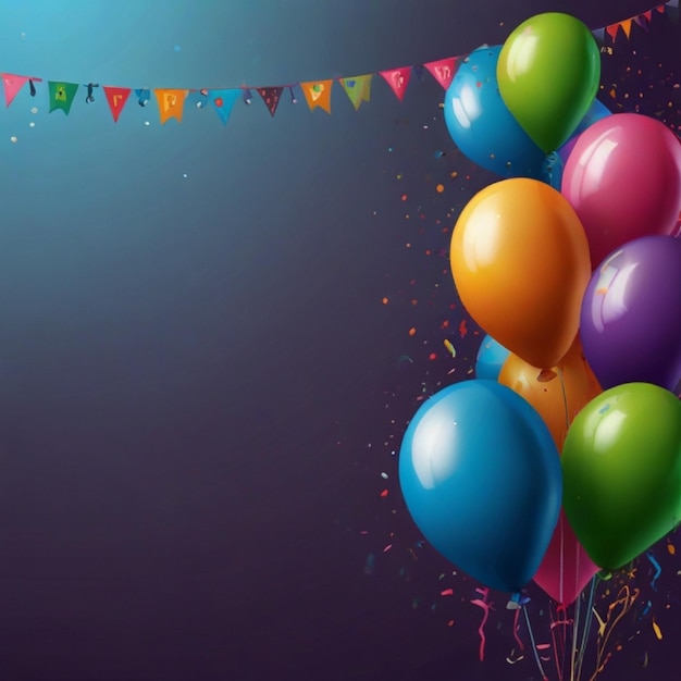 Happy Birthday banner of color party balloons