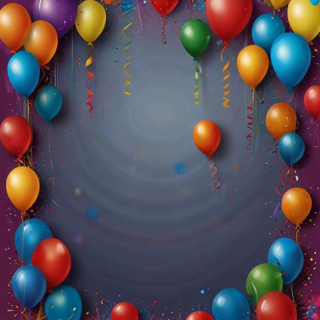 Happy Birthday banner of color party balloons