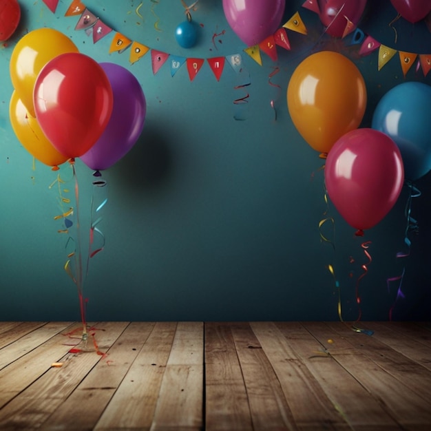 Happy Birthday banner of color party balloons