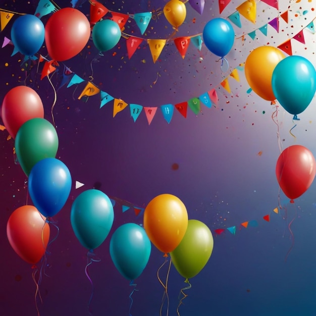 Happy Birthday banner of color party balloons