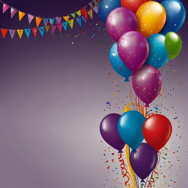 Happy Birthday banner of color party balloons