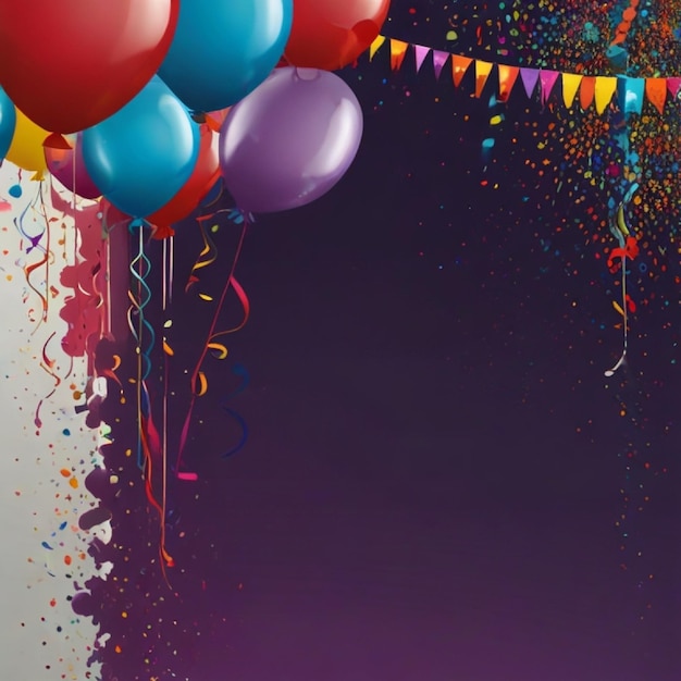 Happy Birthday banner of color party balloons