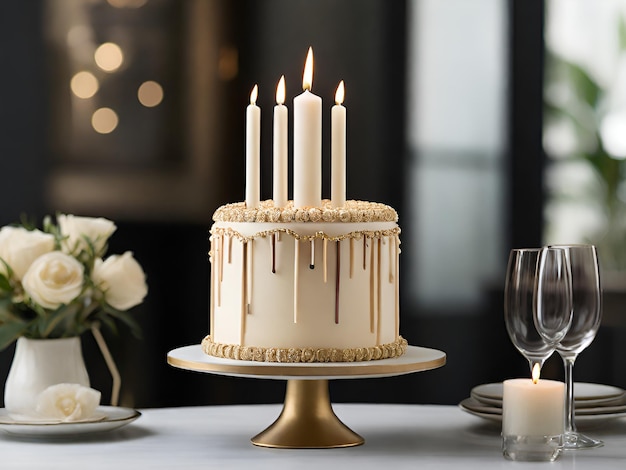 Happy birthday cake with candels