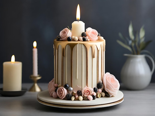 Happy birthday cake with candels