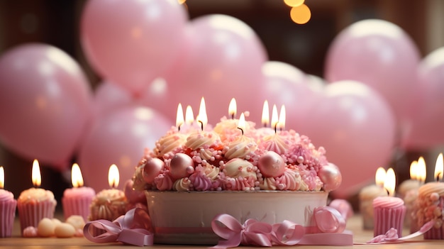 Happy birthday candles on pastel pink theme