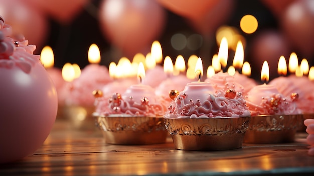 Happy birthday candles on pastel pink theme