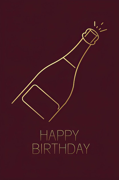 Happy Birthday Card With Bottle of Wine