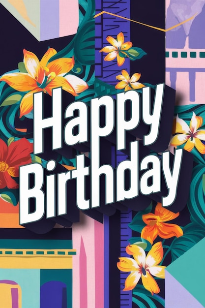 Happy Birthday Card With Flowers