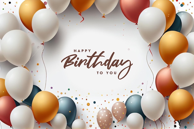 Happy Birthday Celebration Background with Realistic Balloons Template for Birthday Poster