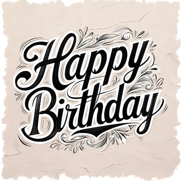 Photo happy birthday celebration pencil sketch poster