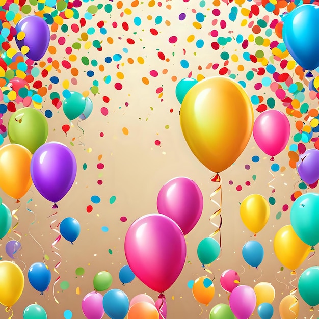 Photo happy birthday confetti balloon background