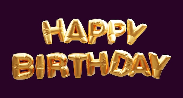 Happy Birthday congratulation banner with 3d golden balloon fonts.