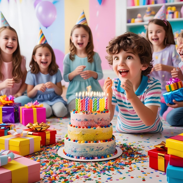 Happy Birthday frames isolated on background child birth day celebration