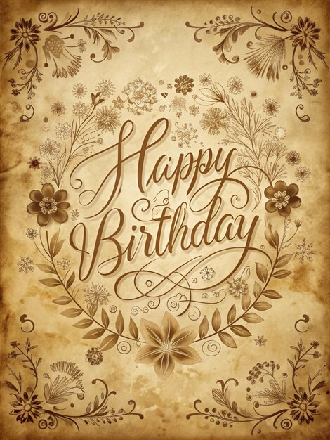 Photo happy birthday handwriting and element background