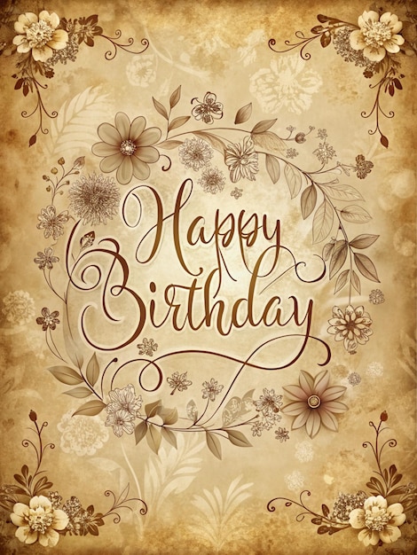 Photo happy birthday handwriting and element background