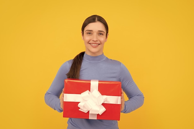 Happy birthday holiday black friday discount seasonal sales happy girl with box