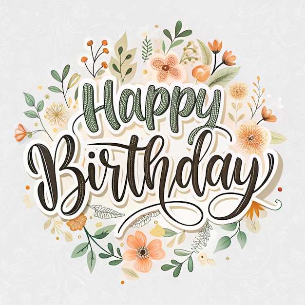 Photo happy birthday lettring font gift and element