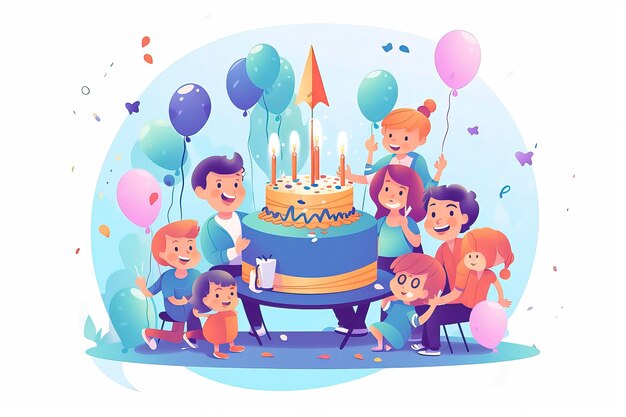 Happy Birthday Party illustration Idea Generative AI