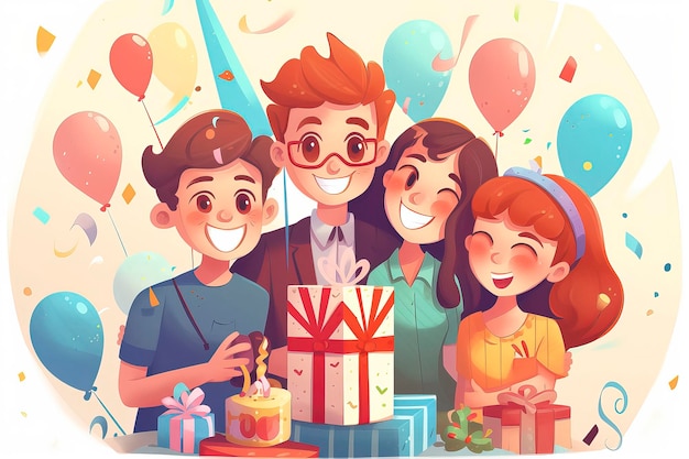 Happy Birthday Party illustration Idea Generative AI