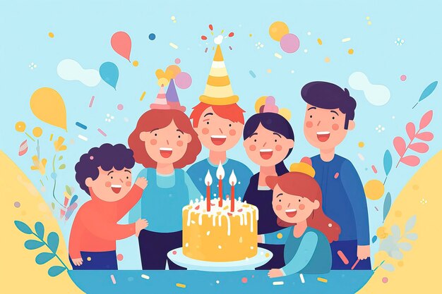 Happy Birthday Party illustration Idea Generative AI