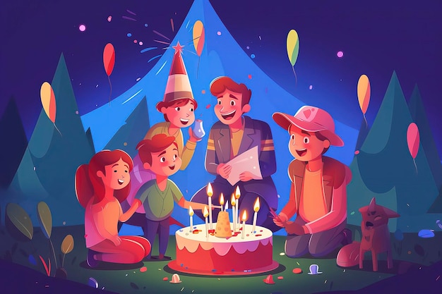 Happy Birthday Party illustration Idea Generative AI