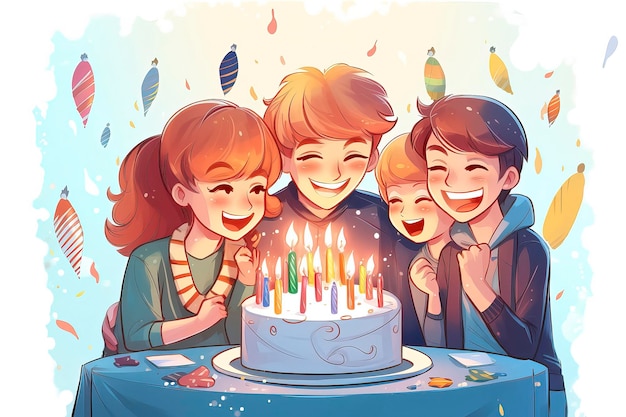 Happy Birthday Party illustration Idea Generative AI