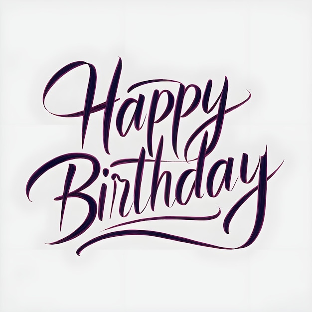 Photo happy birthday text calligraphy on white background 1