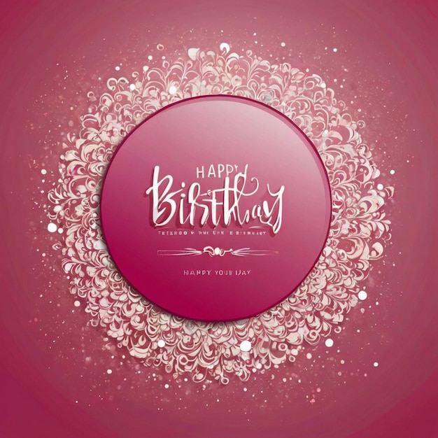 Photo happy birthday text in pink background with empty circle space for editable birth day messages ai