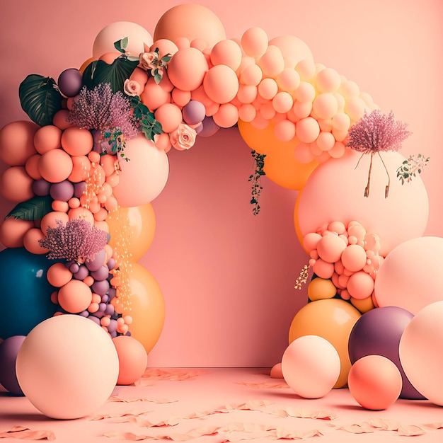 Happy BirthdayFestive decorative elements Balloon wedding arch