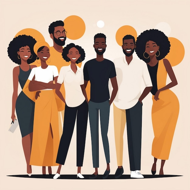 Photo happy black people illustration