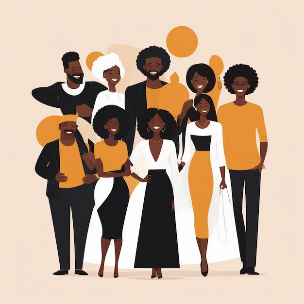 Photo happy black people illustration