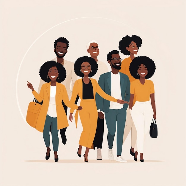 Photo happy black people illustration