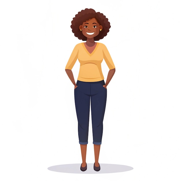 Photo happy black woman close up vector flat isolated vector style illustration