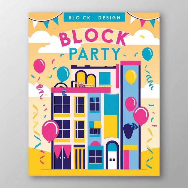 happy block party social media post template vector flat design AI generated