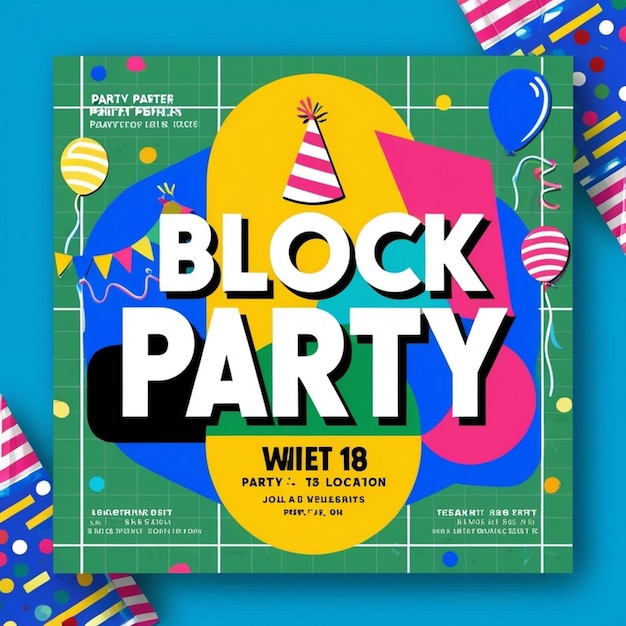 happy block party social media post template vector flat design AI generated