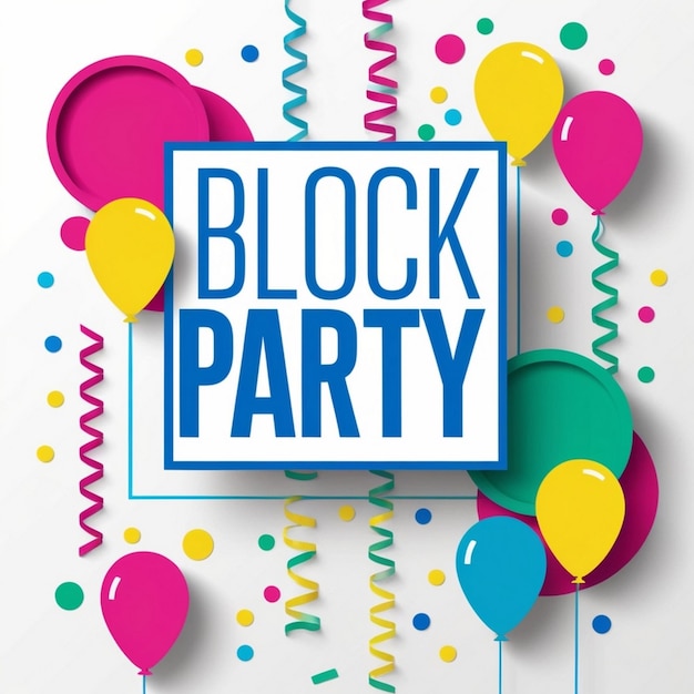 happy block party social media post template vector flat design AI generated