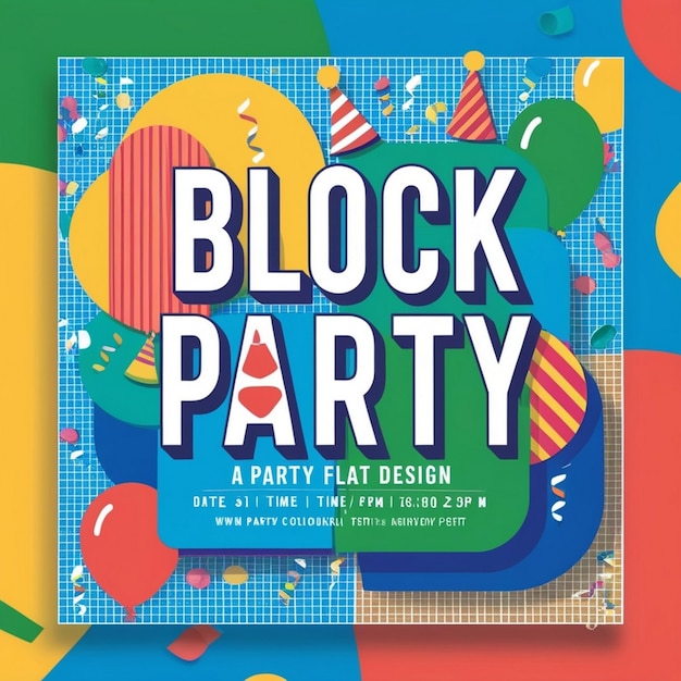 happy block party social media post template vector flat design AI generated