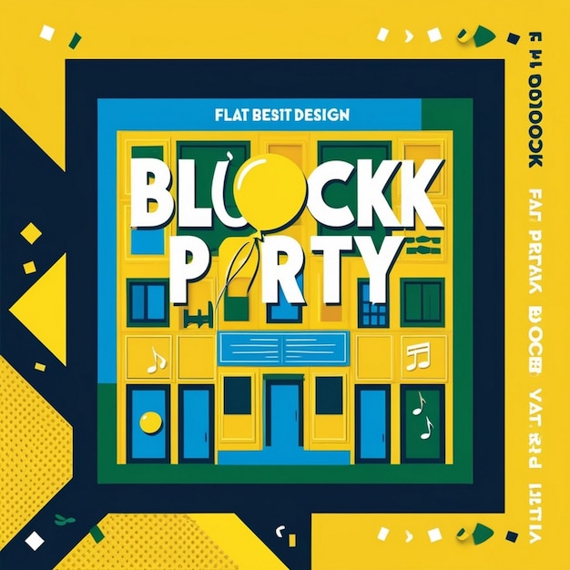 Photo happy block party social media post template vector flat design ai generated