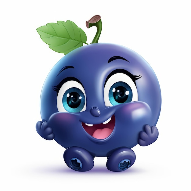 Happy Blueberry Cartoon Mascot